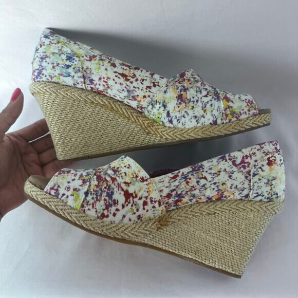 TOMS Women's Floral Open Toe Wedges Women's Size 10  Heels - Picture 5 of 7